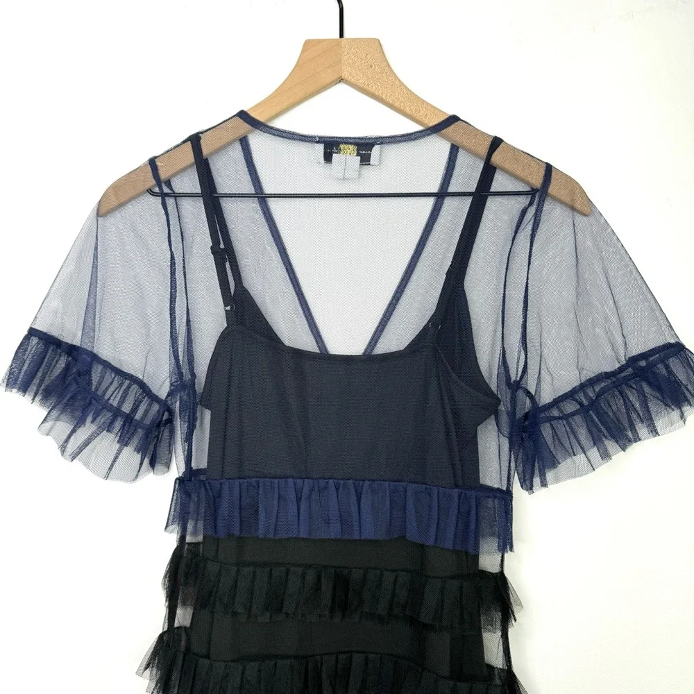 NEW Never Fully Dressed Kate Sheer Ruffled Mini Dress - Picture 9 of 15